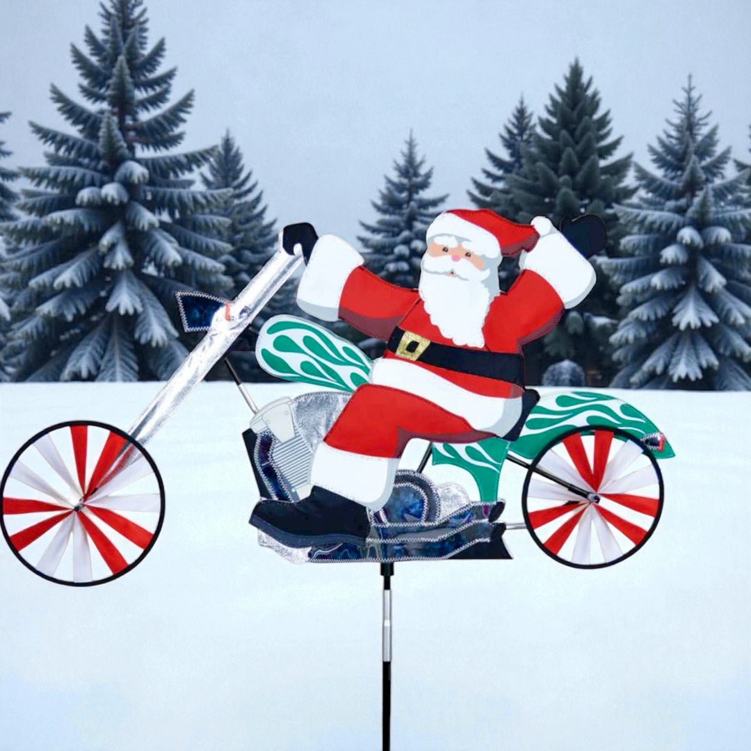 28 in. Chopper Motorcycle Spinner - Santa