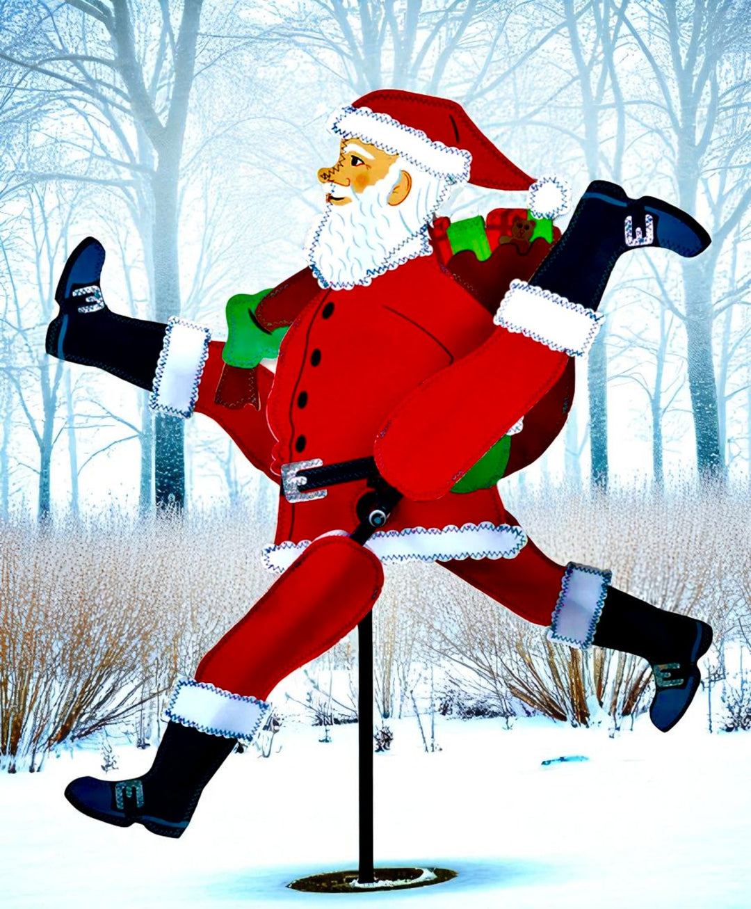 Whirligig Spinner - Running Santa