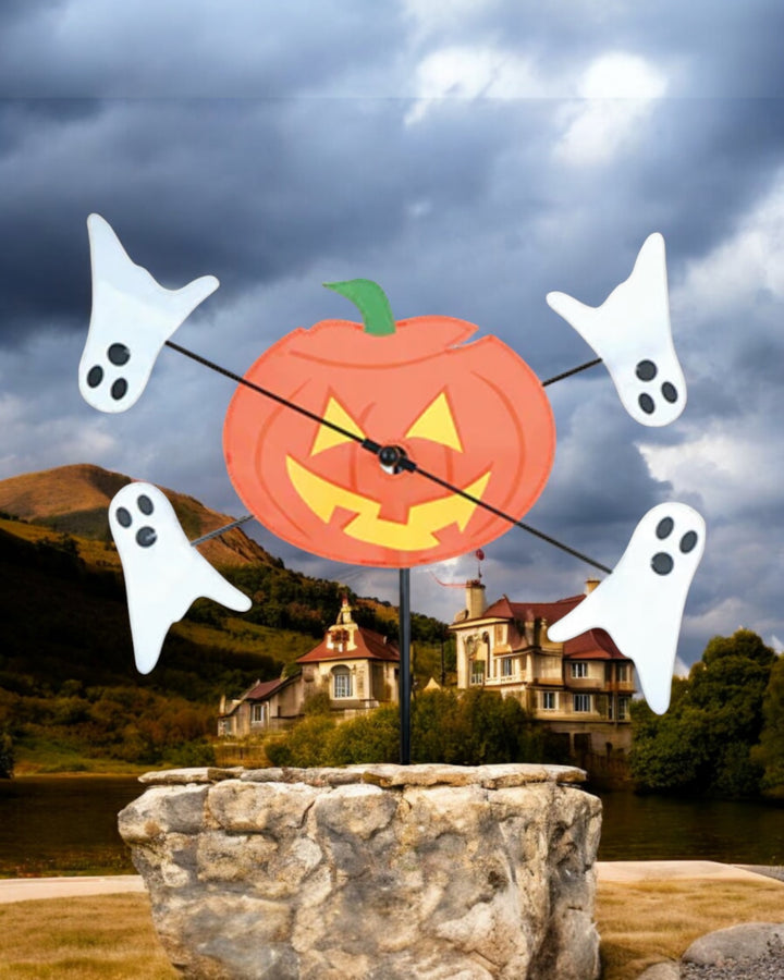 Lawn Spinner - 10" Pumpkin & Ghosts Whirligig Spinner