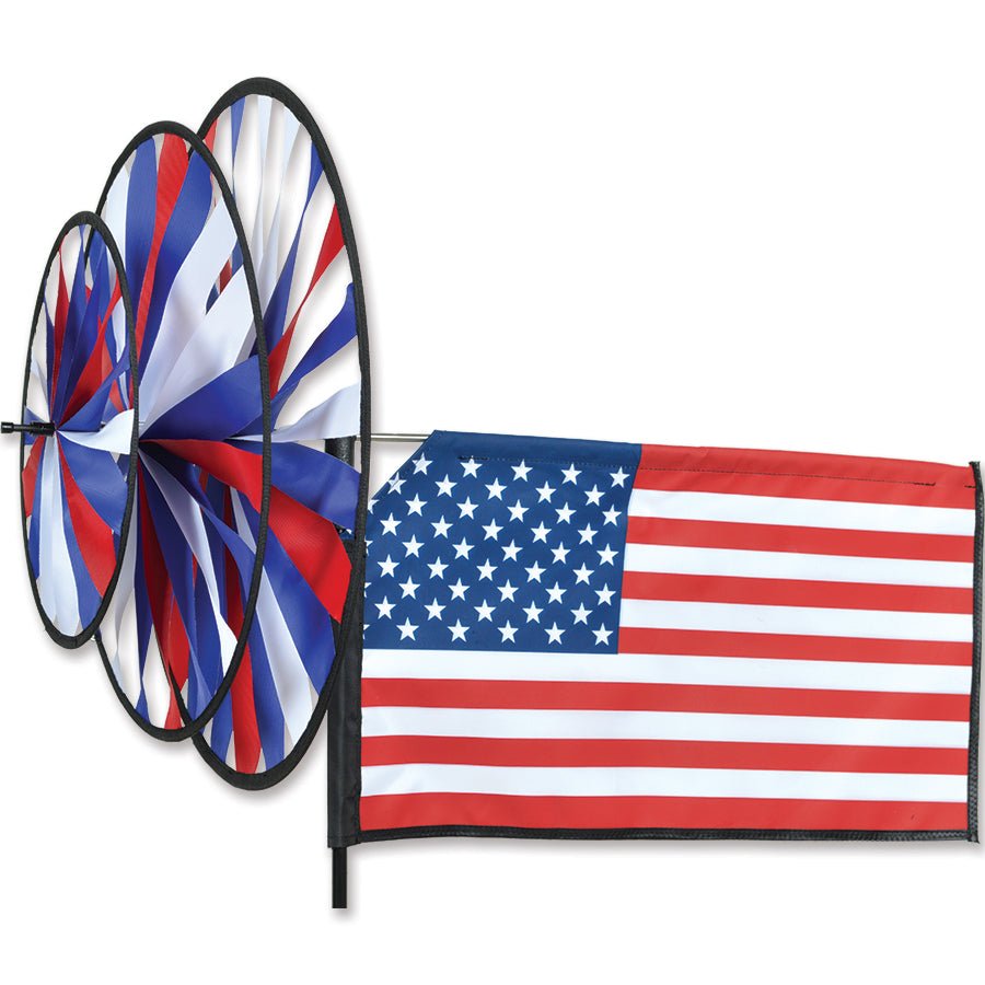 Triple Spinner - American Flag - Picture Pretty KitesTriple Spinner - American FlagGarden Art, windsocks, and wind spinners;Garden Art, windsocks, and wind spinners/Outdoor Decor;Brands/PremierPR22179Picture Pretty KitesPR2217947671009Triple Spinner - American Flag